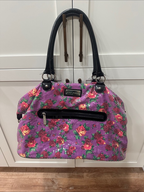 Betsey Johnson Handbags - Betsey Johnson Purple Floral Travel Bag with Black Handles